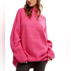 Free People sunbeam sweater pink XL New with tags! Chunky knit oversized top